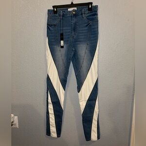Fashion Nova Two-Tone Blue and White Skinny Jeans. NEVER WORN